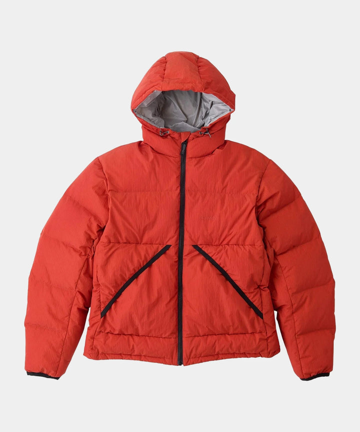 DOWN PUFFER HOODED JACKET BURNT RED