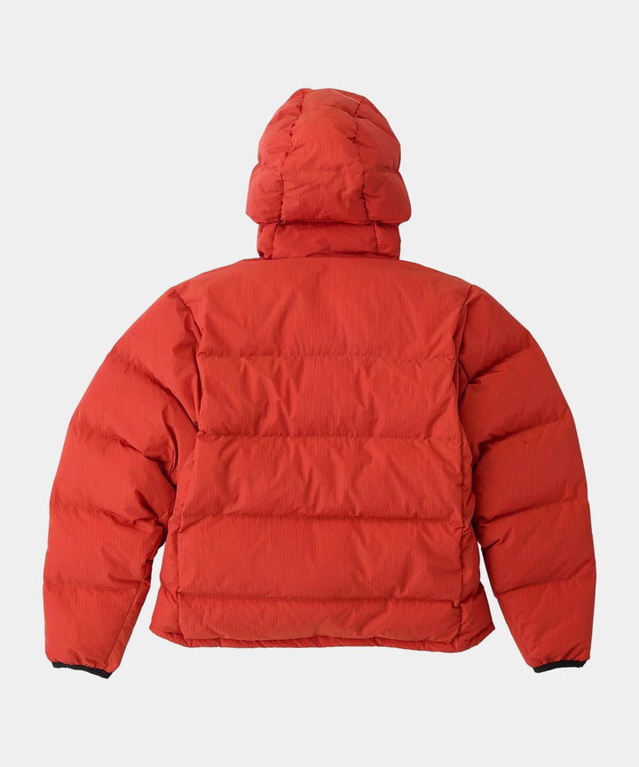 DOWN PUFFER HOODED JACKET BURNT RED