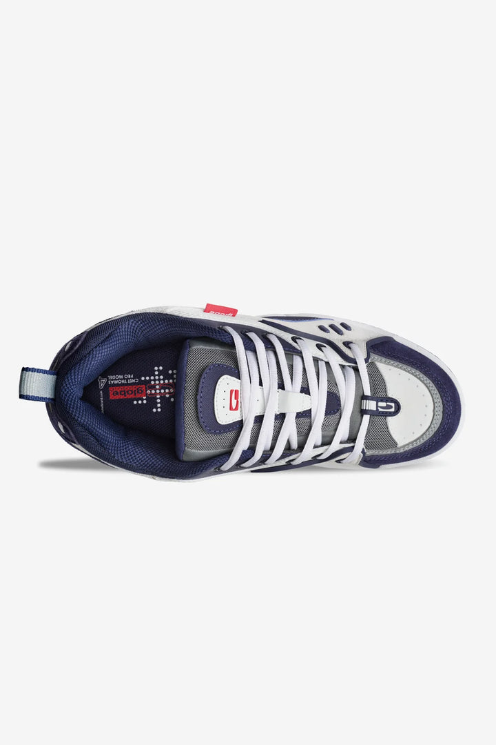 Globe CT-4  WHITE NAVY SHOES TOP VIEW