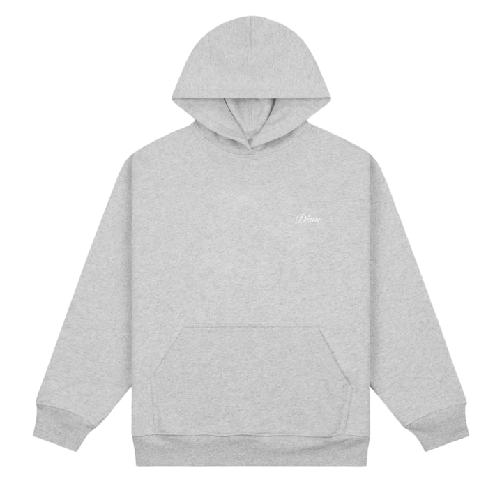 CURSIVE SMALL LOGO HOODIE HEATHER GREY