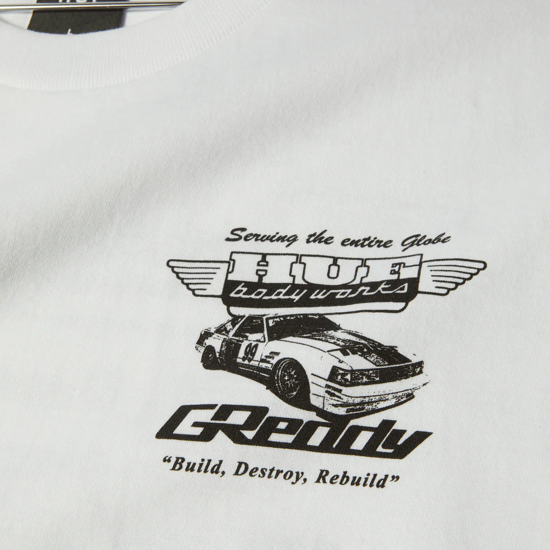 HUF X GREDDY BODY WORKS TEE WHITE
