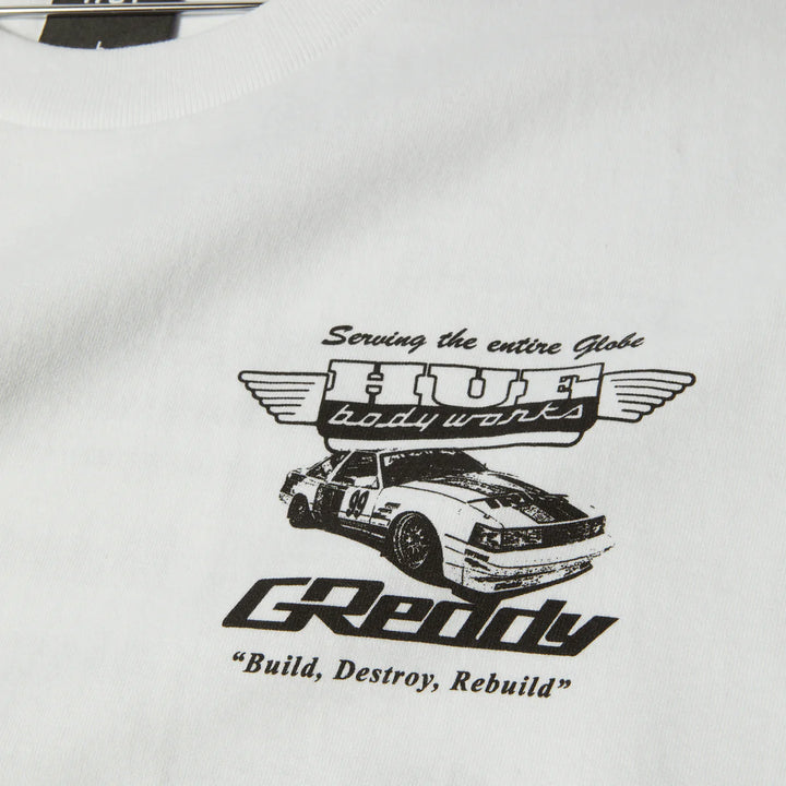 HUF X GREDDY BODY WORKS TEE WHITE