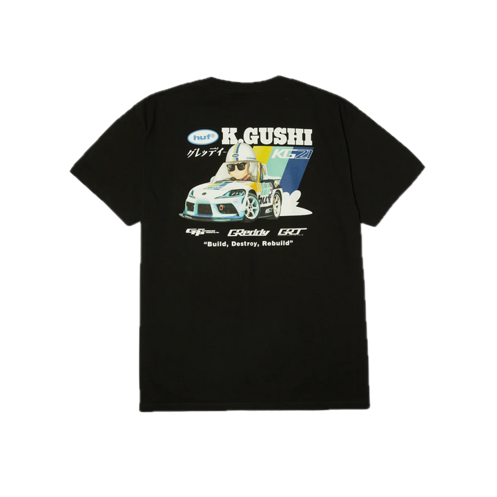 HUF X GREDDY GUSHI TEE BLACK