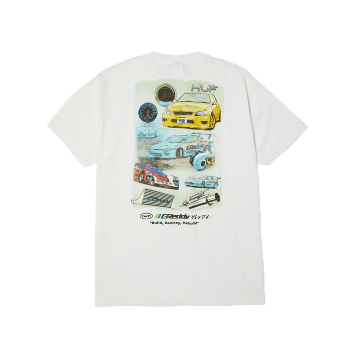 HUF X GREDDY PARTS TEE WHITE