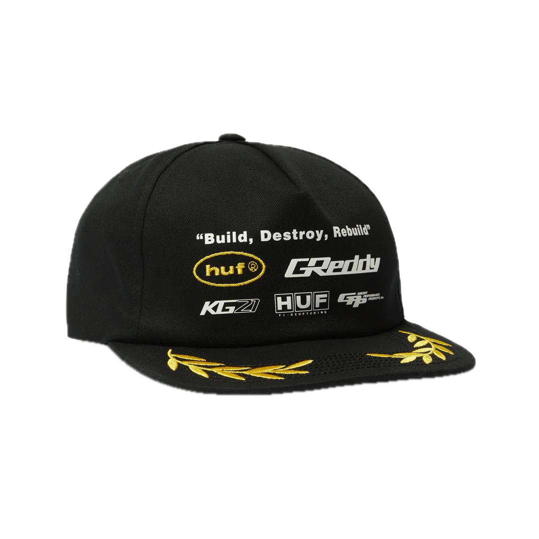 HUF X GREDDY TEAM SNAPBACK BLACK