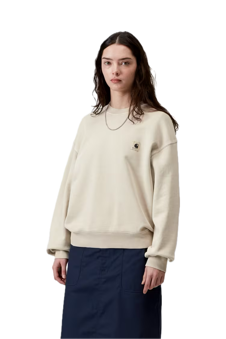 CARHARTT W'NELSON CREWNECK STONE GARMENT DYED FIT CLOSE UP