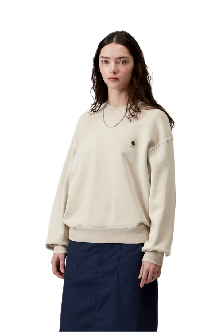 CARHARTT W'NELSON CREWNECK STONE GARMENT DYED FIT CLOSE UP