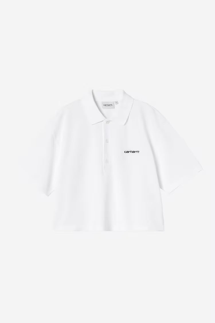 CARHARTT W'SCRIPT POLO T-SHIRT WHITE/BLACK FRONT
