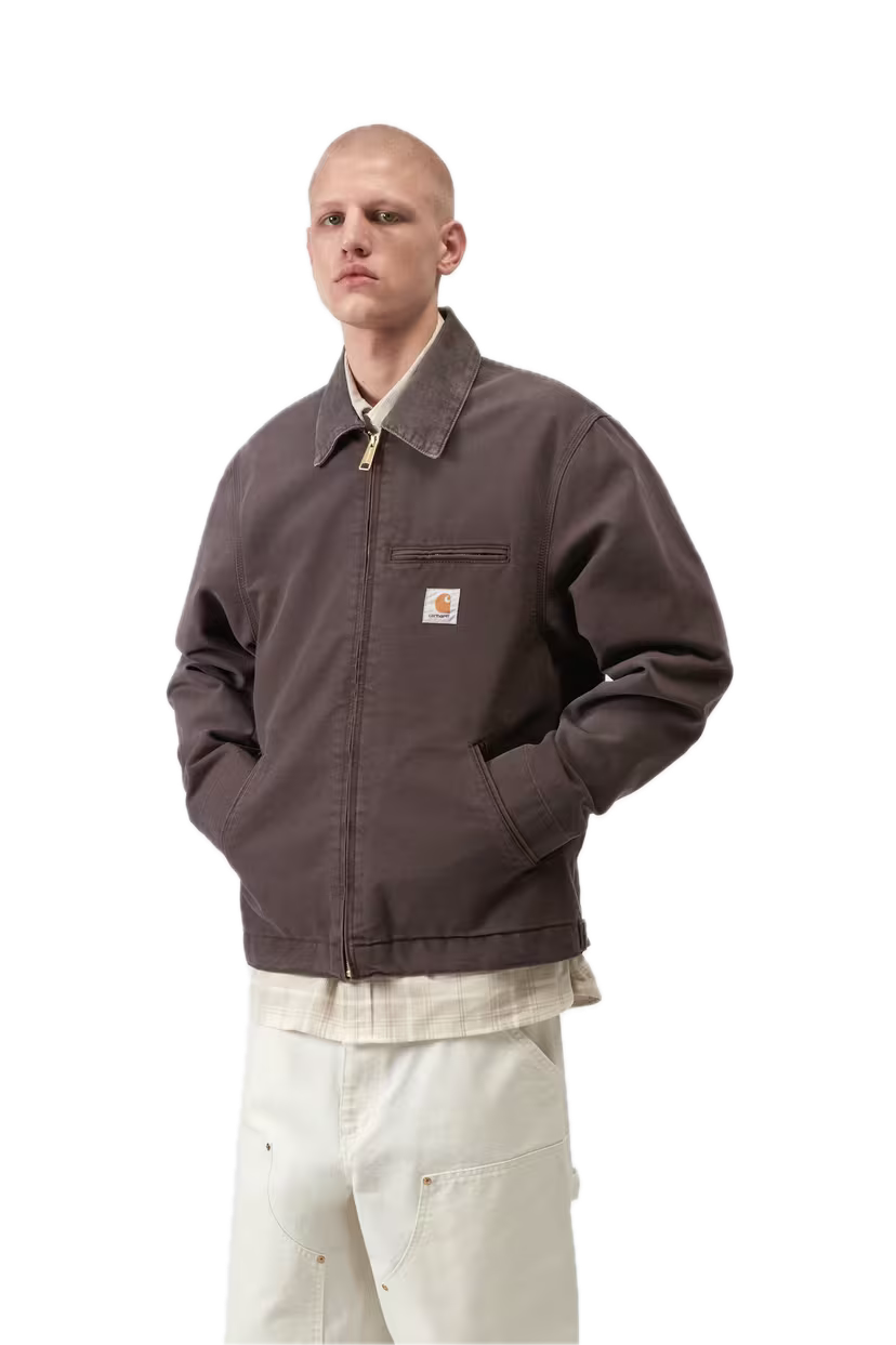 CARHARTT DETROIT JACKET SHALE STONE CANVAS DETAIL
