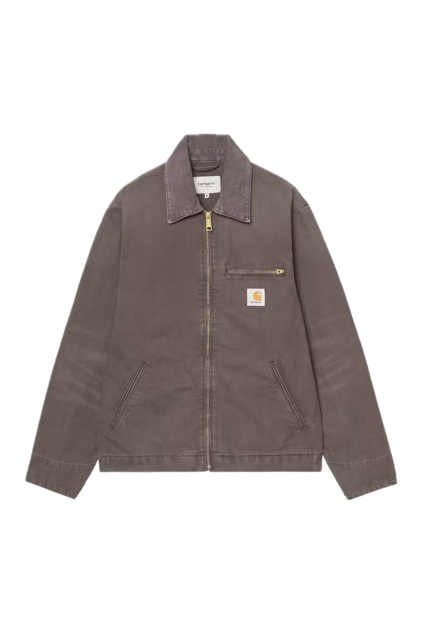 CARHARTT DETROIT JACKET SHALE STONE CANVAS FRONT