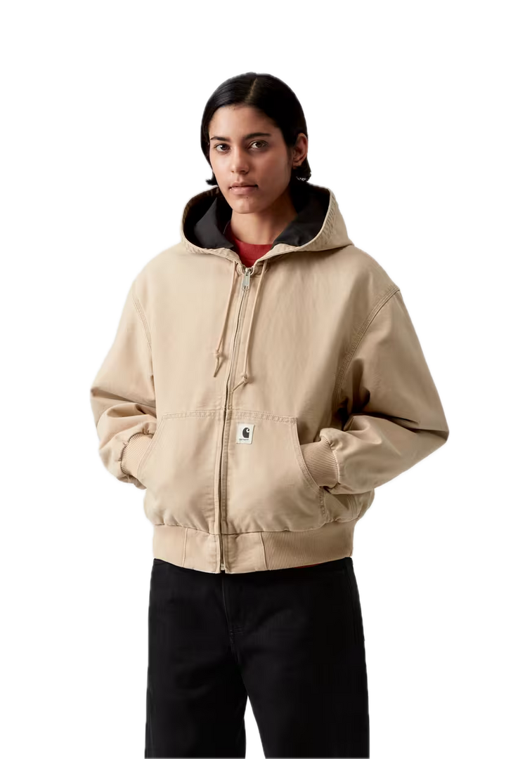 CARHARTT W'OG ACTIVE JACKET DUSTY H BROWN STONE CANVAS WOMEN DETAIL