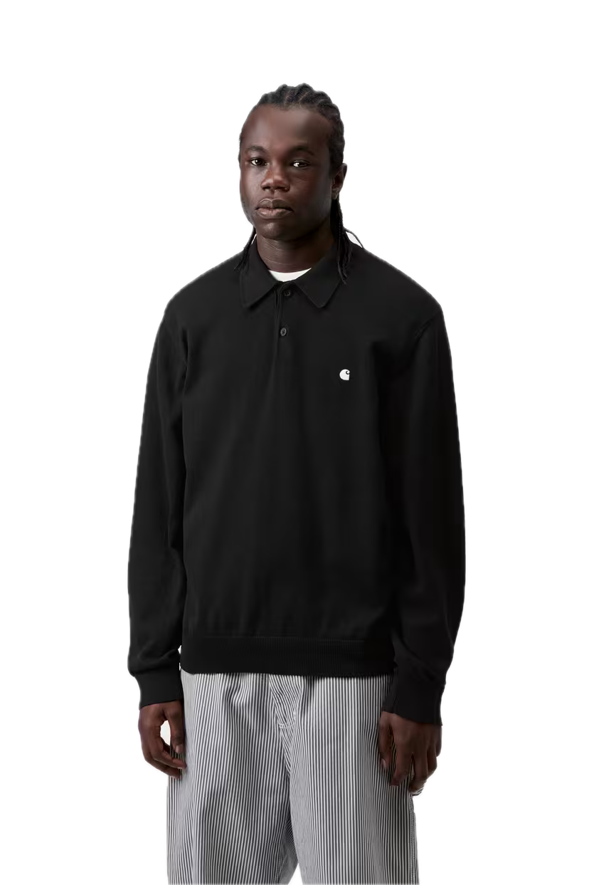 CARHARTT MADISON POLO BLACK/WHITE DETAIL