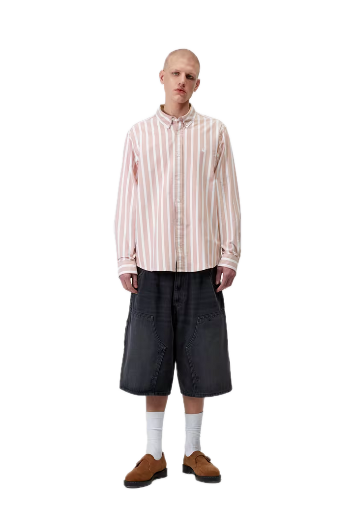 DEVEN SHIRT OXIDE RED/WHITE