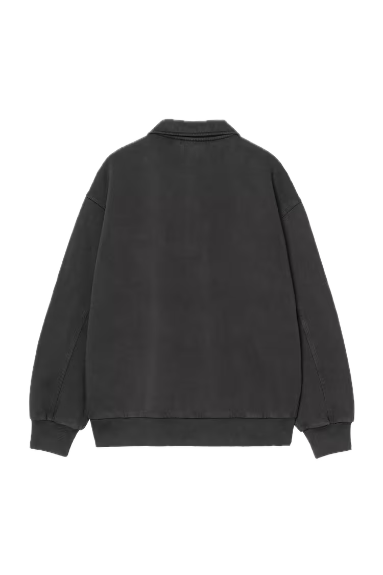 CARHARTT HALF ZIP DETROIT CREWNECK BLACK STONE WASHED BACK