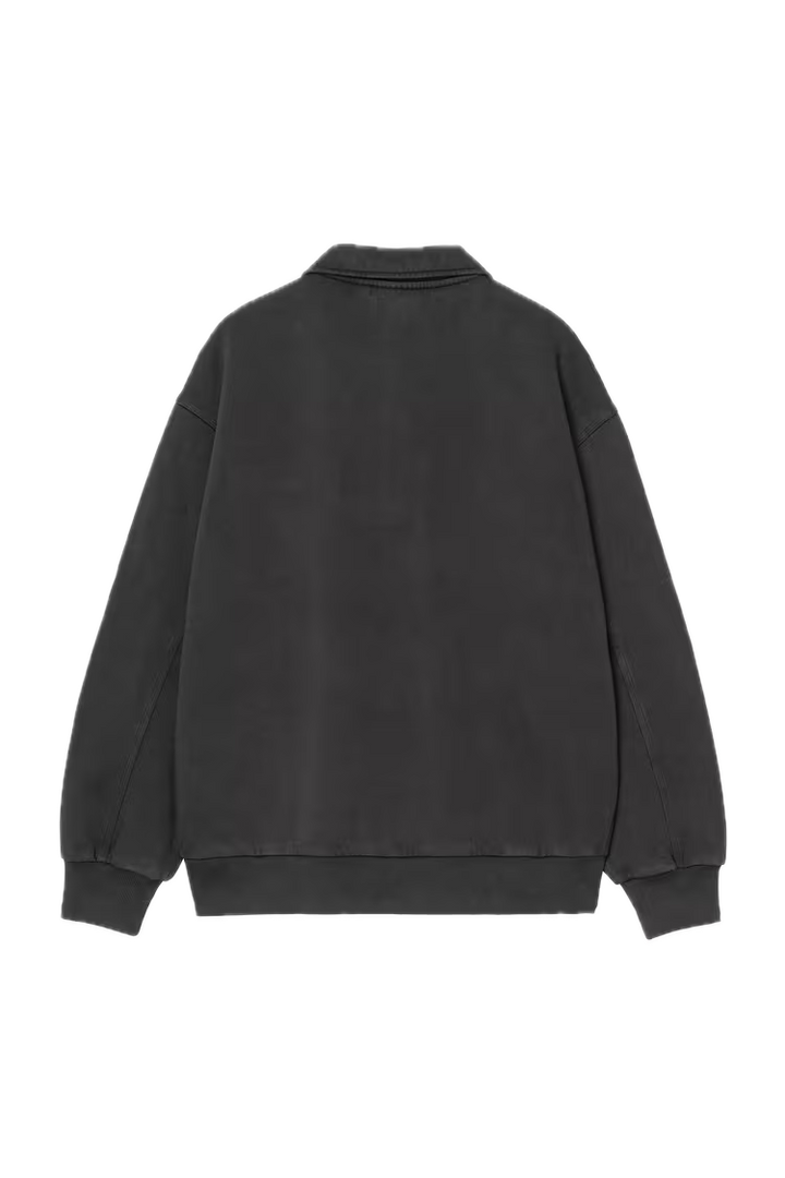 CARHARTT HALF ZIP DETROIT CREWNECK BLACK STONE WASHED BACK