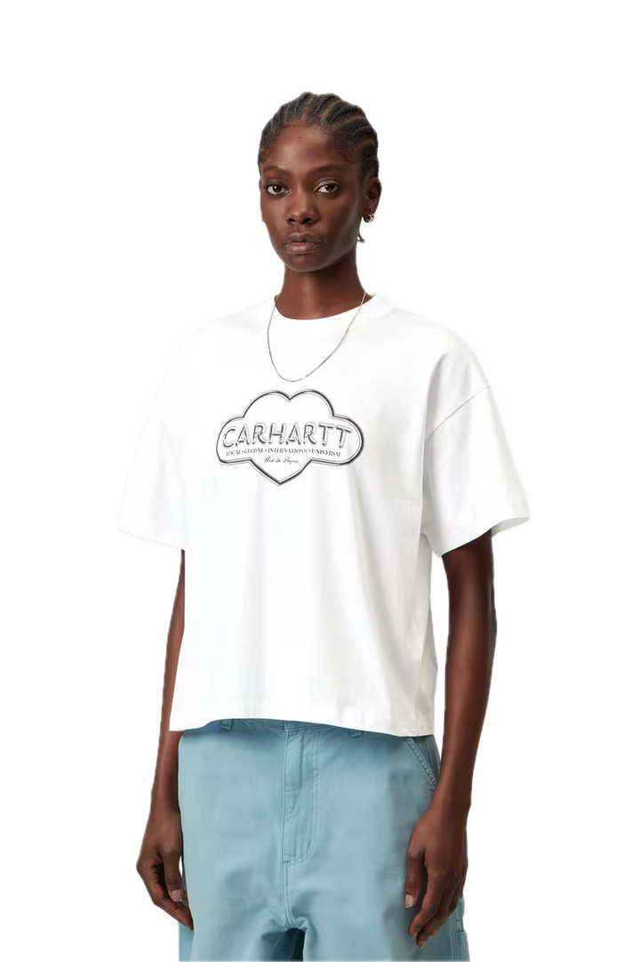 CARHARTT W'CLOUD HEART TEE WHITE CROP FIT DETAIL