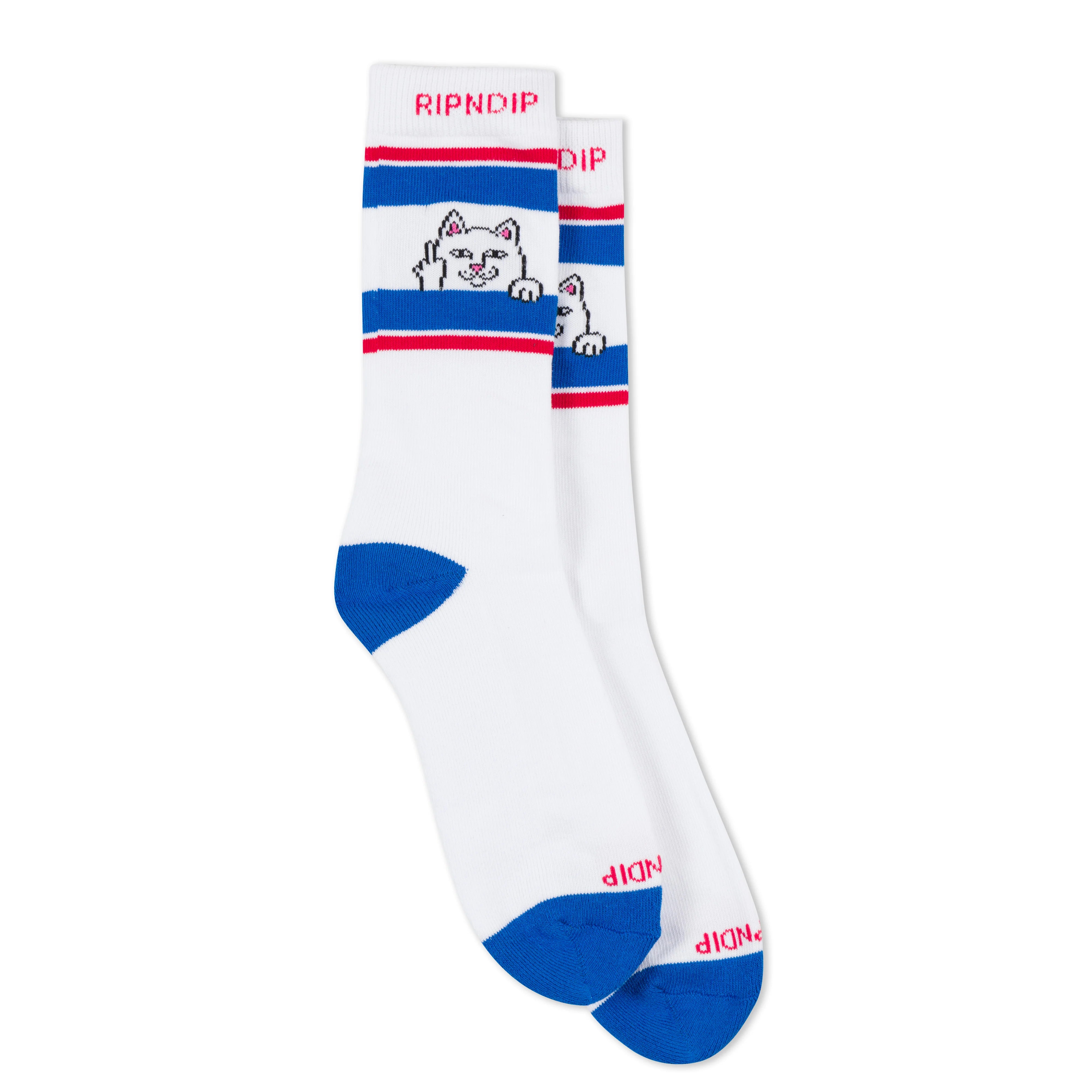 PEEKING NERMAL SOCKS WHITE BLUE