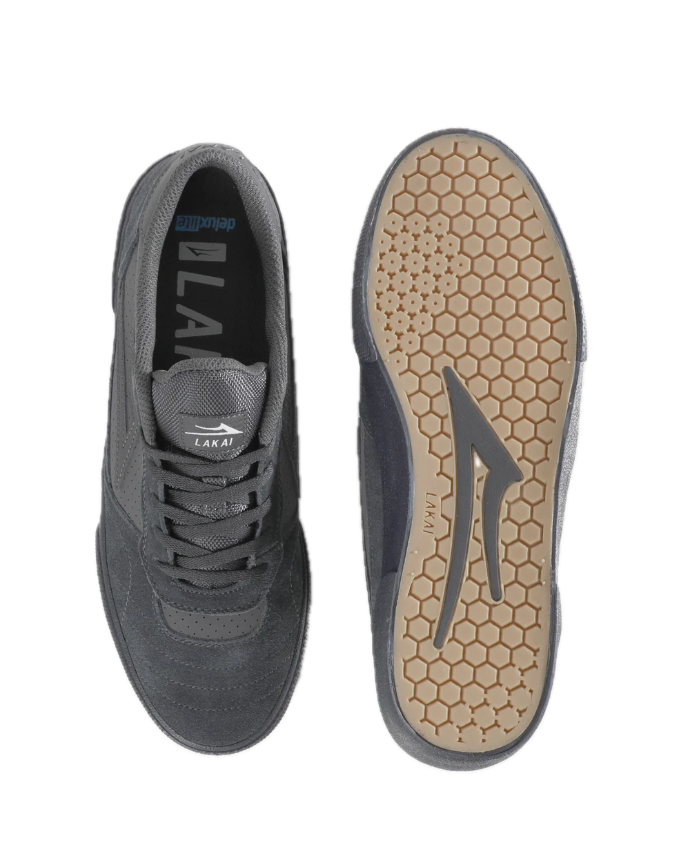 Lakai Sneaker Skate Shoe Grey Suede Top Bottom