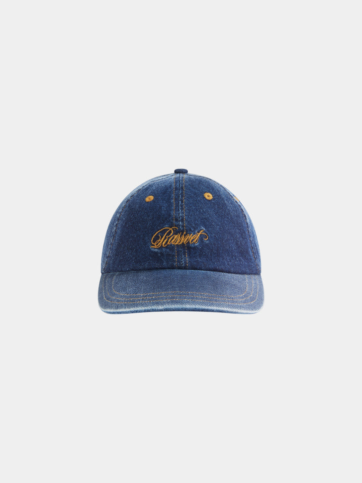 SCRIPT 6 PANEL STRAPBACK WASHED DENIM