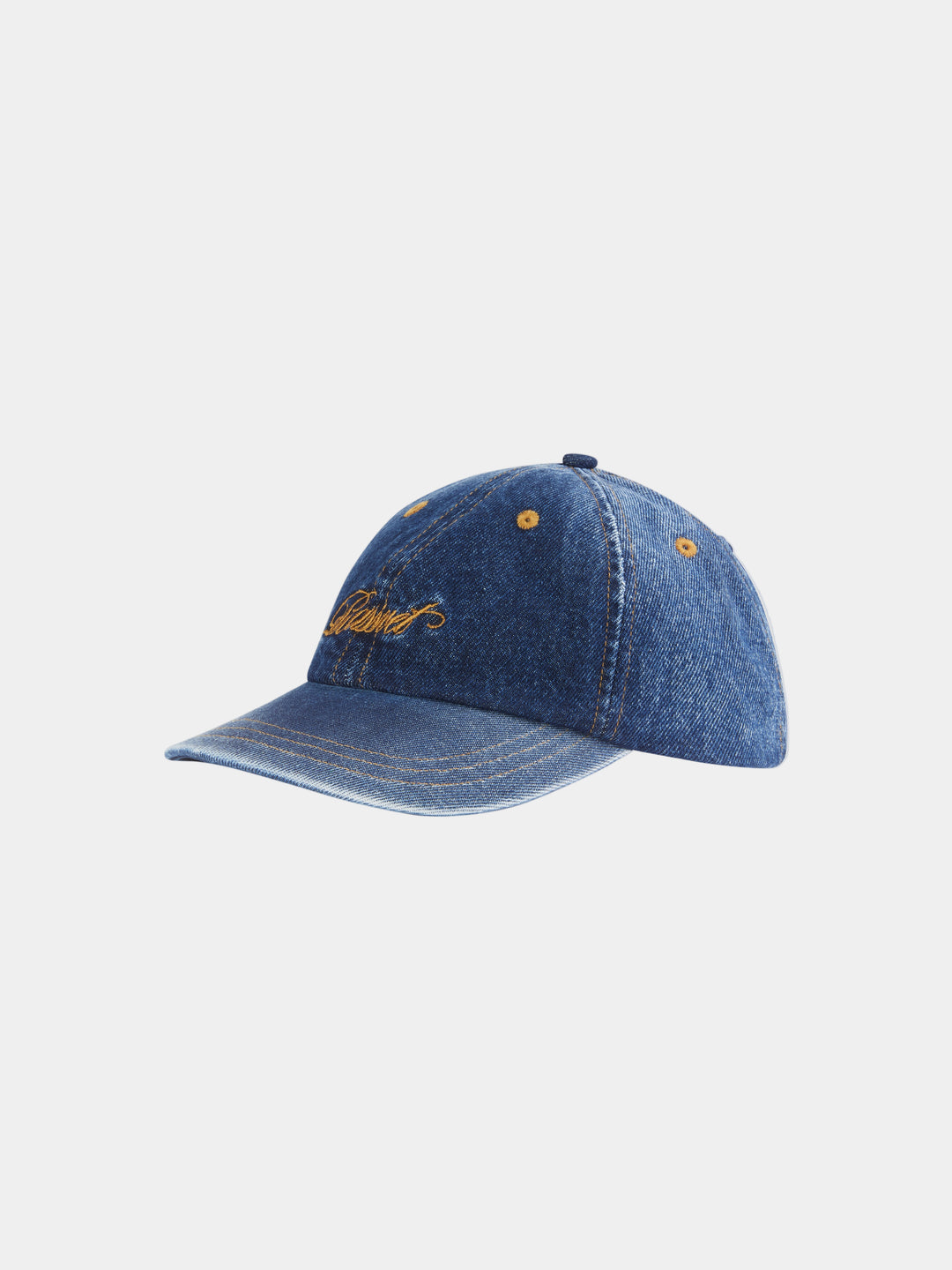 SCRIPT 6 PANEL STRAPBACK WASHED DENIM