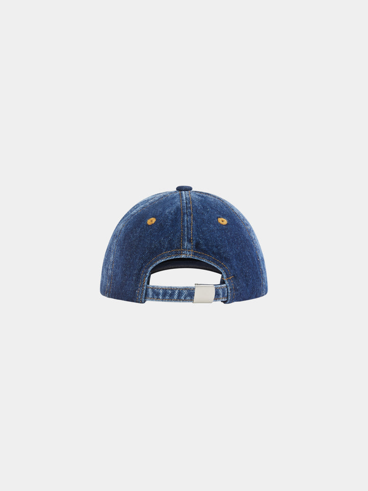 SCRIPT 6 PANEL STRAPBACK WASHED DENIM
