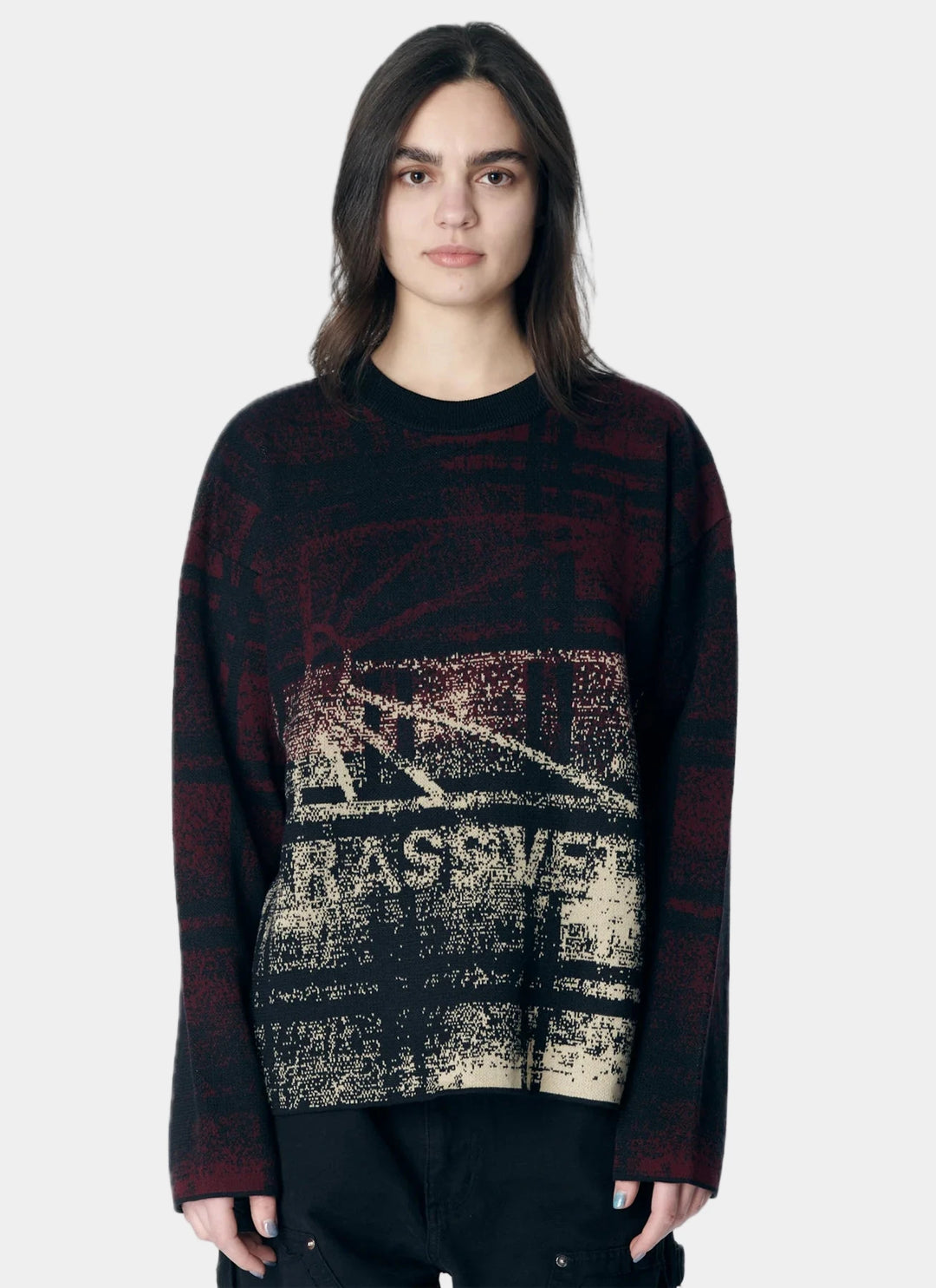 LOGO FADE KNIT SWEATER DARK BROWN / MULT