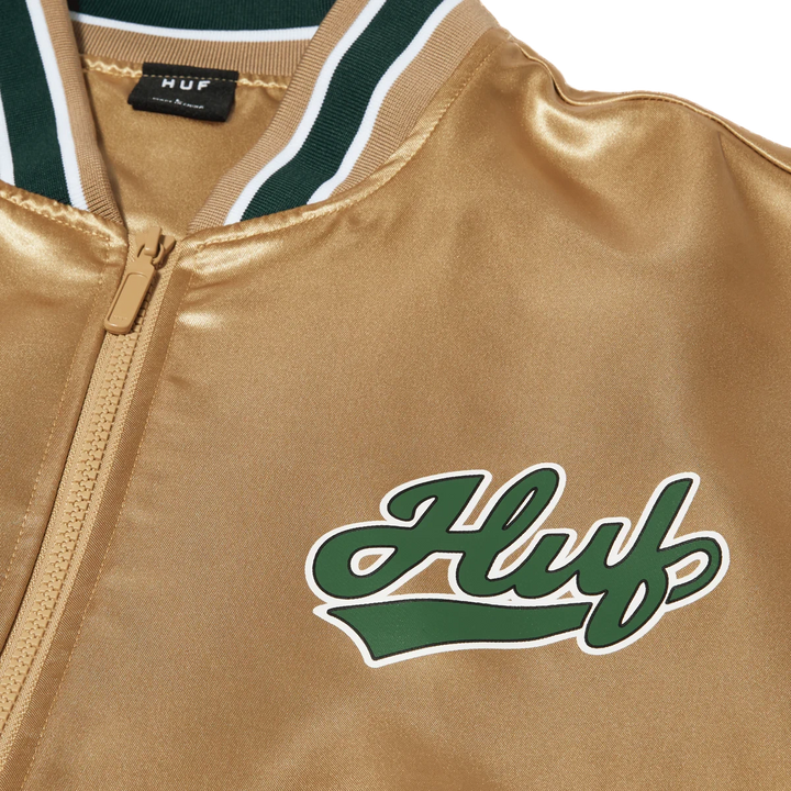 POP FLY SATIN BASEBALL JACKET TAN