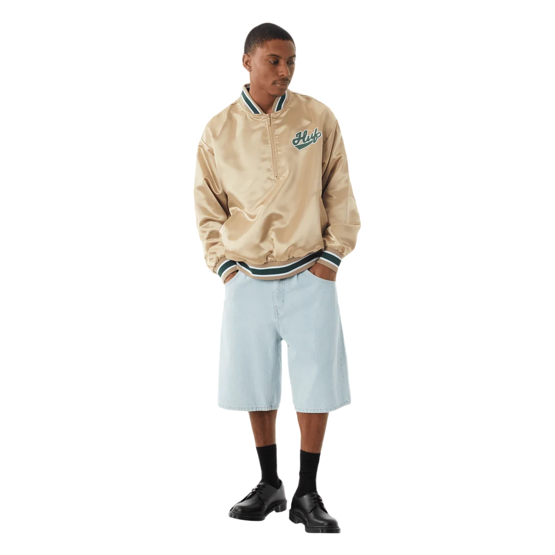 POP FLY SATIN BASEBALL JACKET TAN