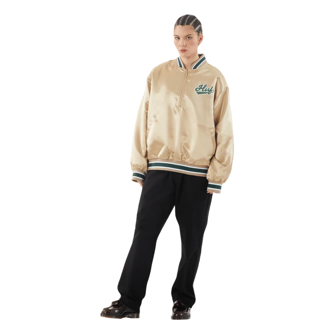 POP FLY SATIN BASEBALL JACKET TAN