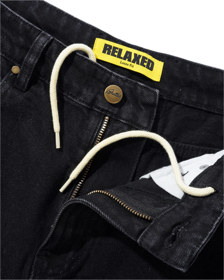RELAXED DENIM JEANS FLAT BLACK