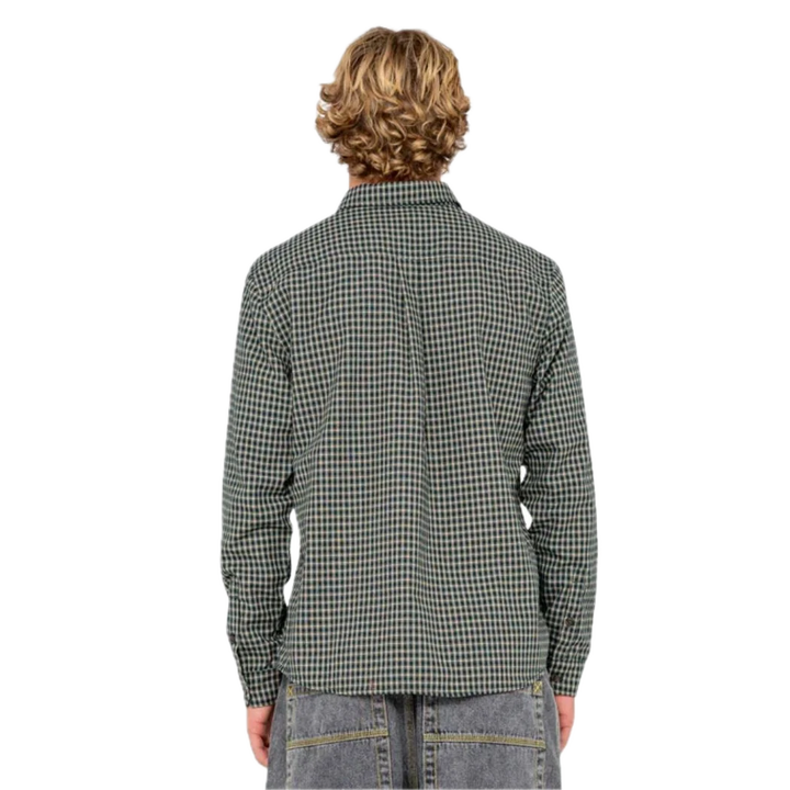 RUSTY DATSUN CHECK LONG SLEEVE SHIRT DARK GREEN 