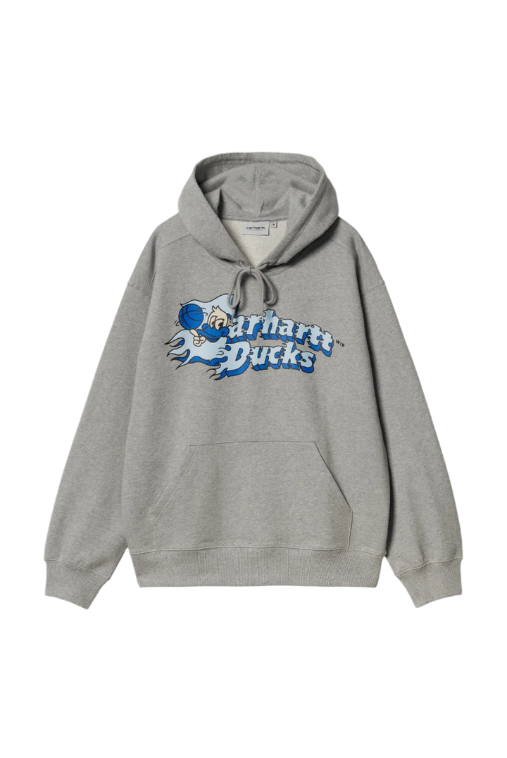 FLAMING DUCKS HOODIE GREY HEATHER