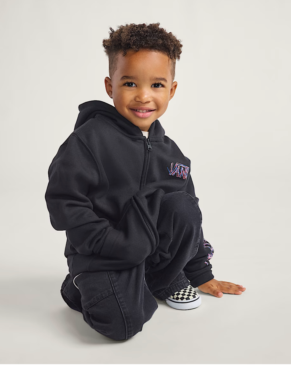 LITTLE KIDS SCRIBBLED PAST ZIP HOODIE BLACK