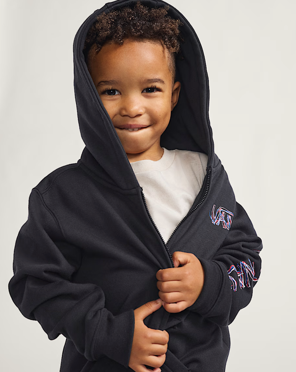 LITTLE KIDS SCRIBBLED PAST ZIP HOODIE BLACK
