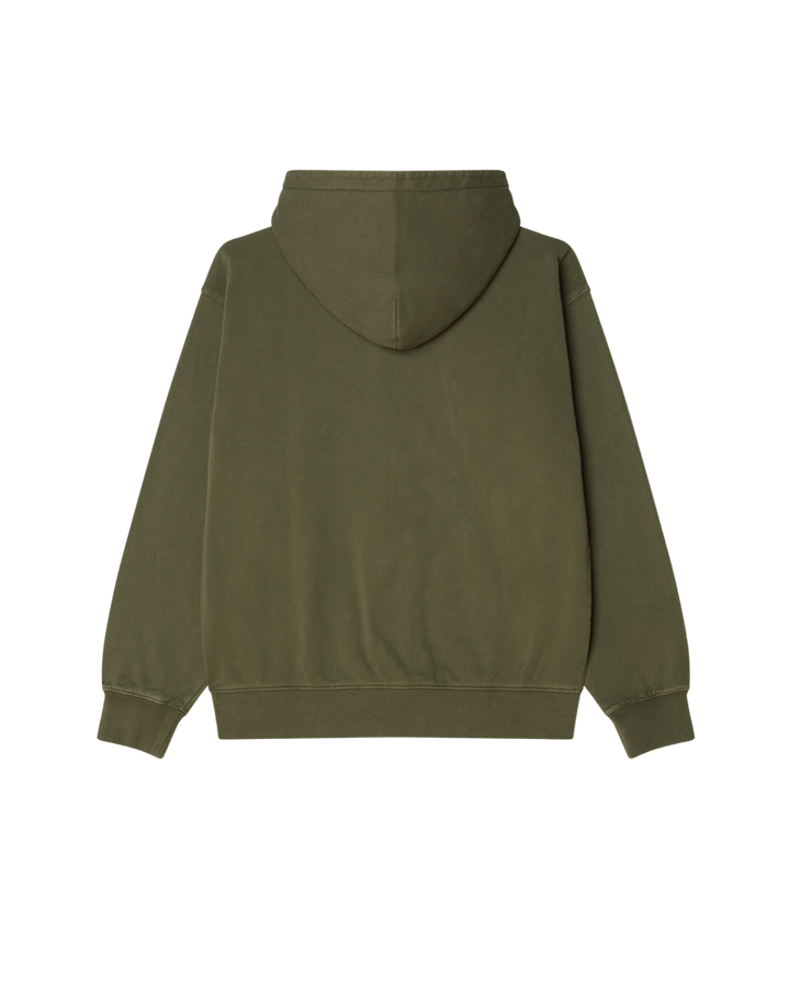 HYBRID FADED ZIP HOOD DEEP LICHEN GREEN