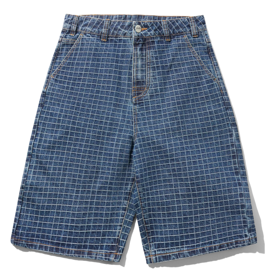 BIG GRID DENIM SHORT INDIGO BLUE