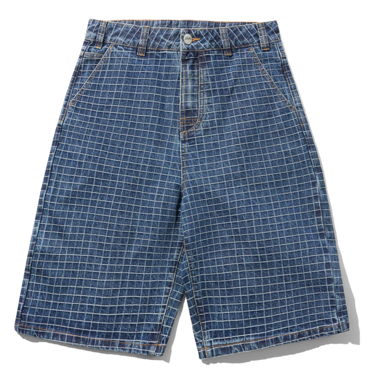 BIG GRID DENIM SHORT INDIGO BLUE