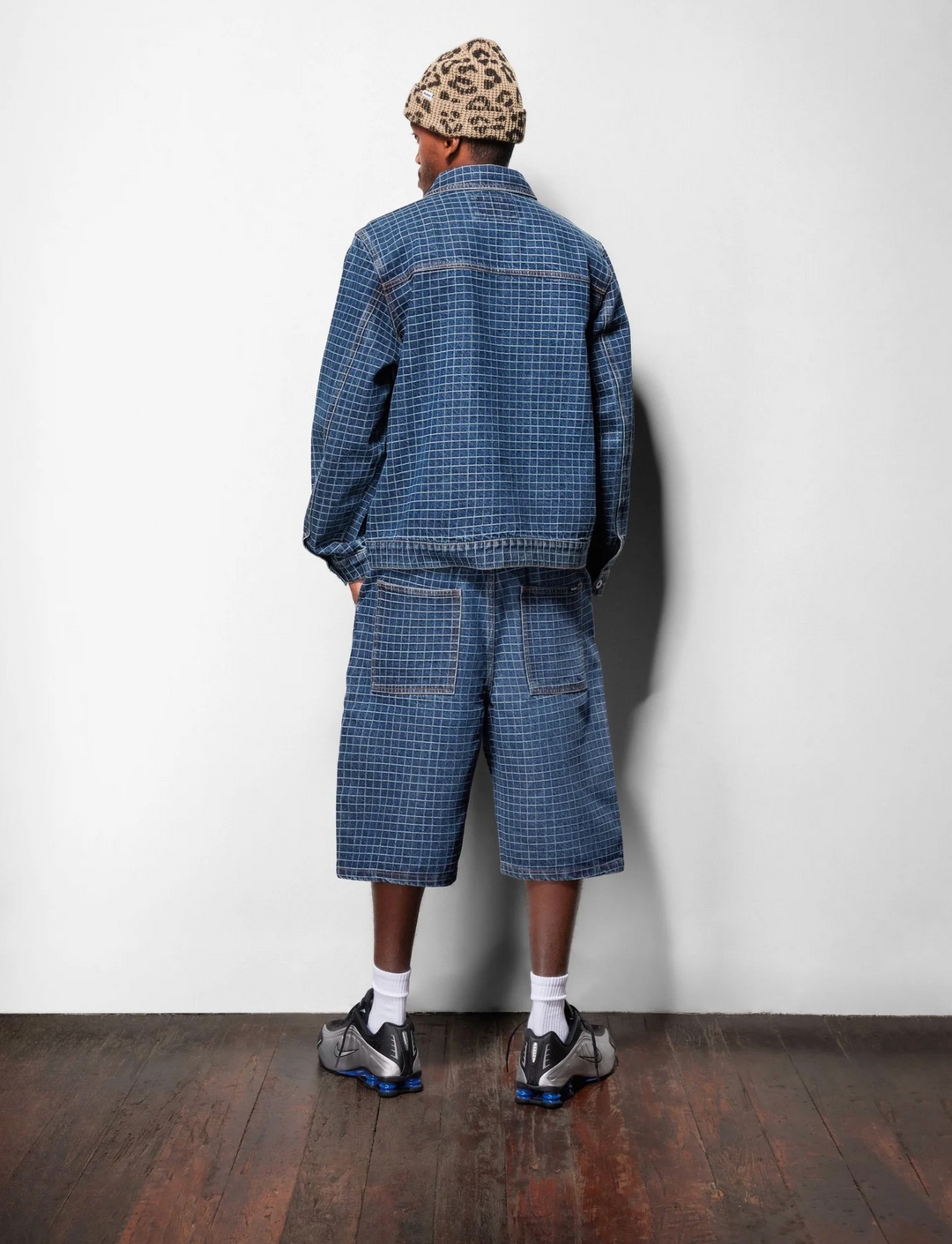 BIG GRID DENIM SHORT INDIGO BLUE