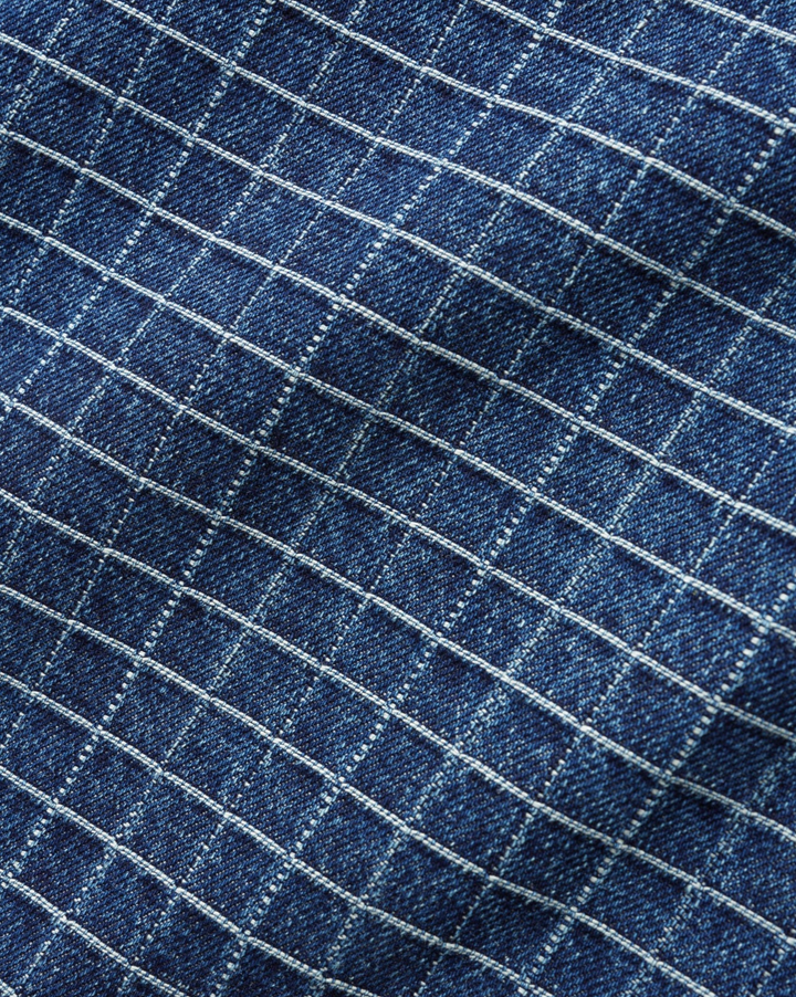 BIG GRID DENIM SHORT INDIGO BLUE