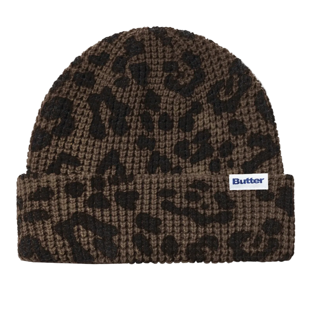 DISTRESS WAFFLE BEANIE LEOPARD