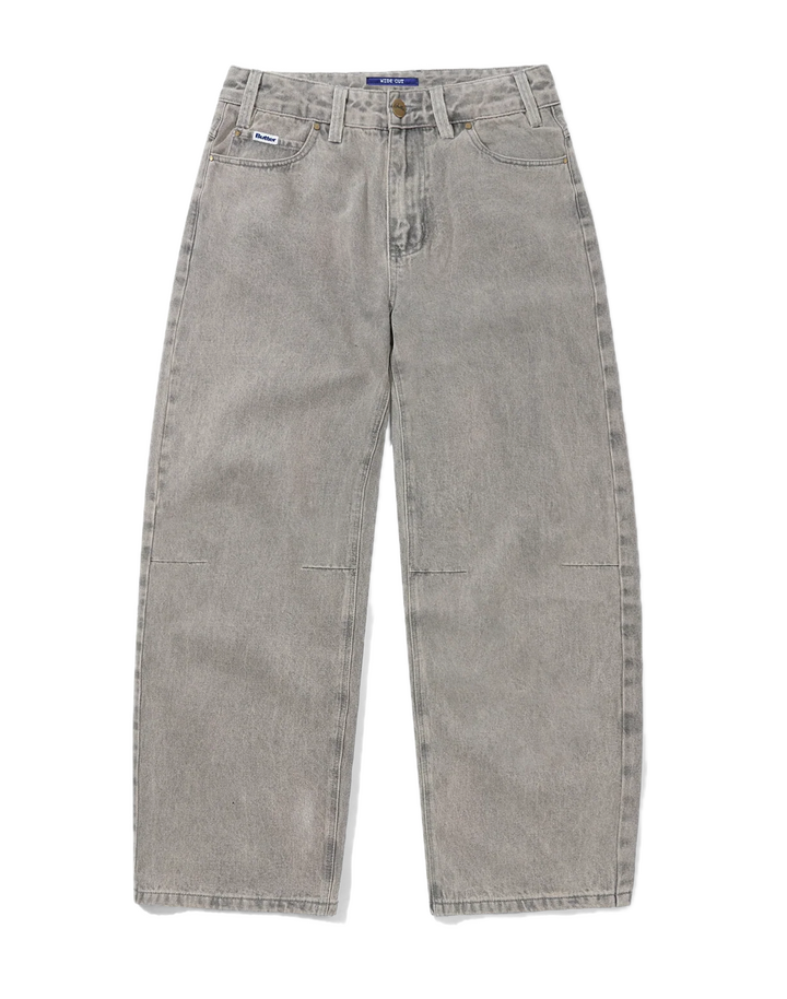 WIDE CUT DENIM JEANS GREY WASH