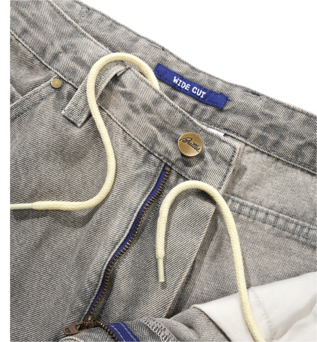 WIDE CUT DENIM JEANS GREY WASH
