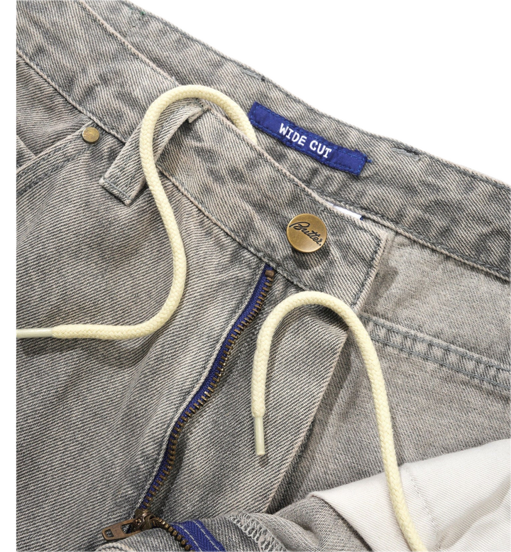 WIDE CUT DENIM JEANS GREY WASH