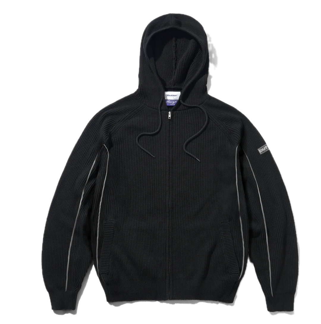 DOUGIE KNIT ZIP-THRU HOOD BLACK