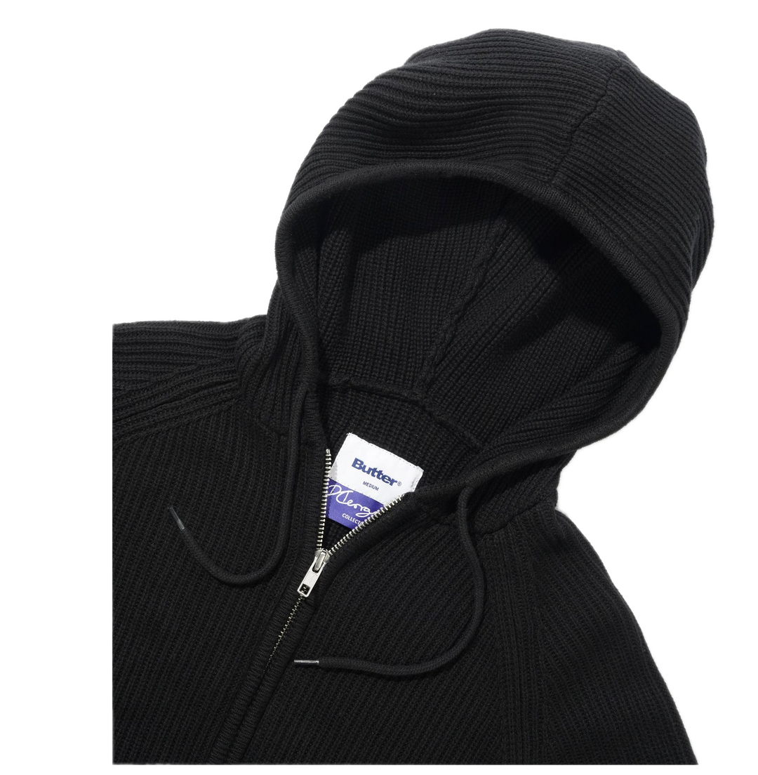 DOUGIE KNIT ZIP-THRU HOOD BLACK