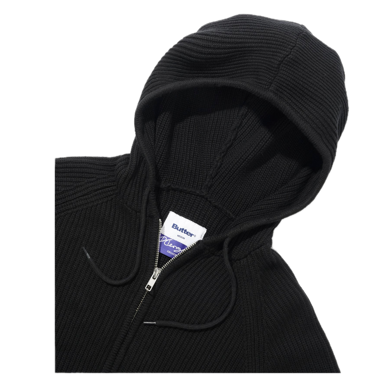 DOUGIE KNIT ZIP-THRU HOOD BLACK