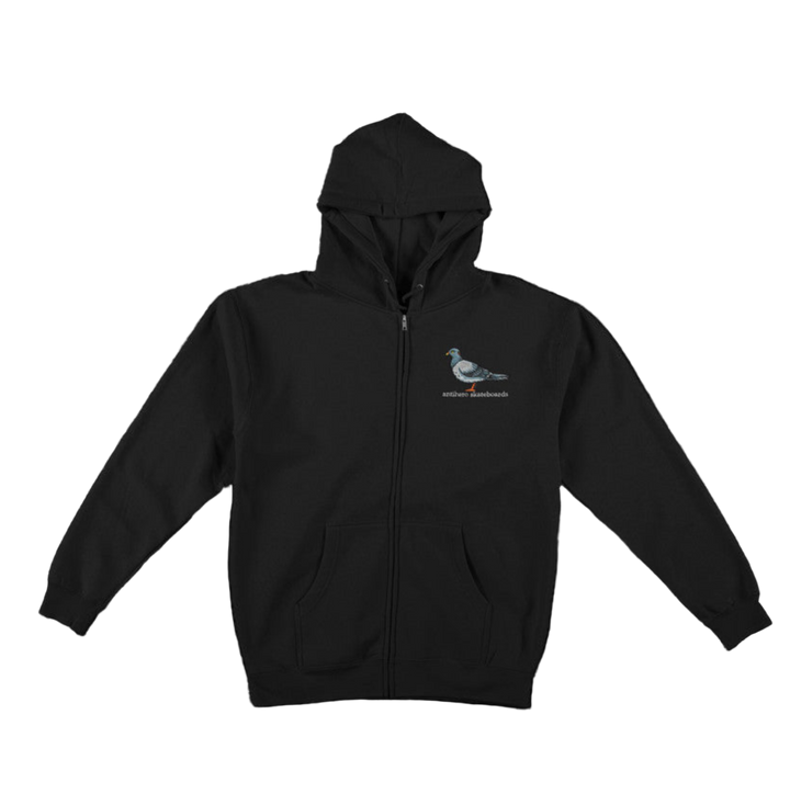 LIL PIGEON EMB ZIP HOODIE BLACK