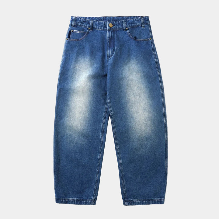 SPIKE DENIM JEANS DISTRESSED INDIGO