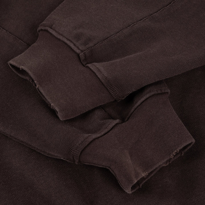 DISTRESSED TERRY ZIP HOODIE ACID BROWN