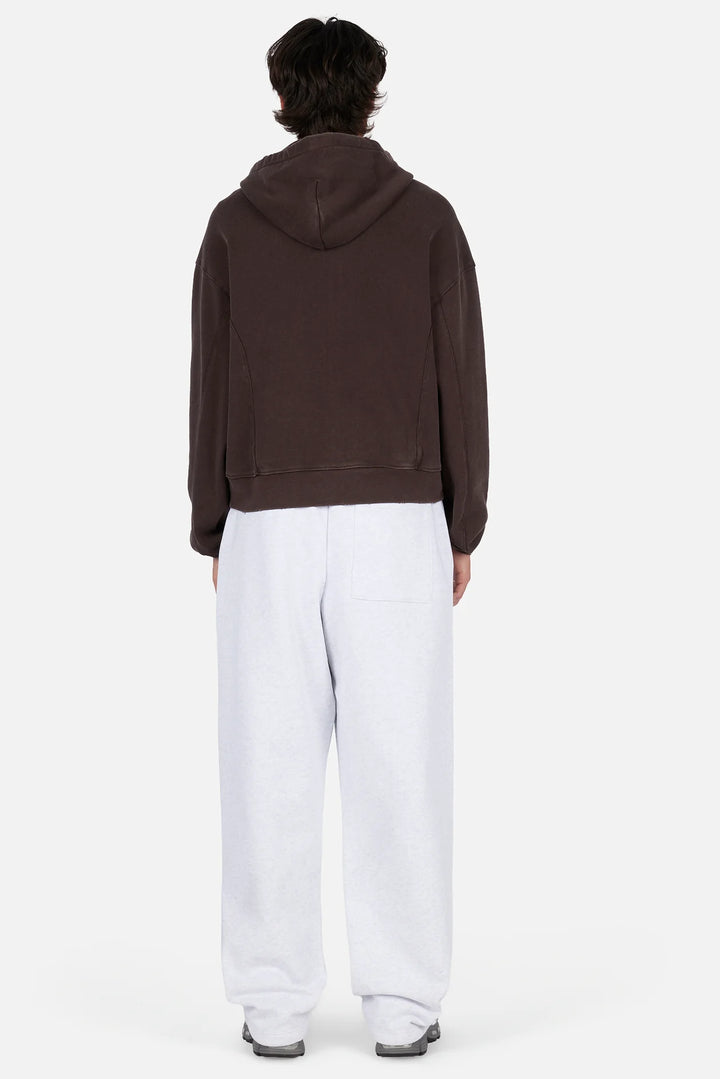 DISTRESSED TERRY ZIP HOODIE ACID BROWN